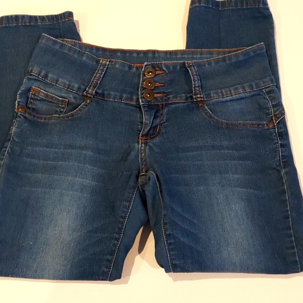 Vintage Women's size 5 Distressed 3 Button GoGo Cropped Skinny Ankle Jeans